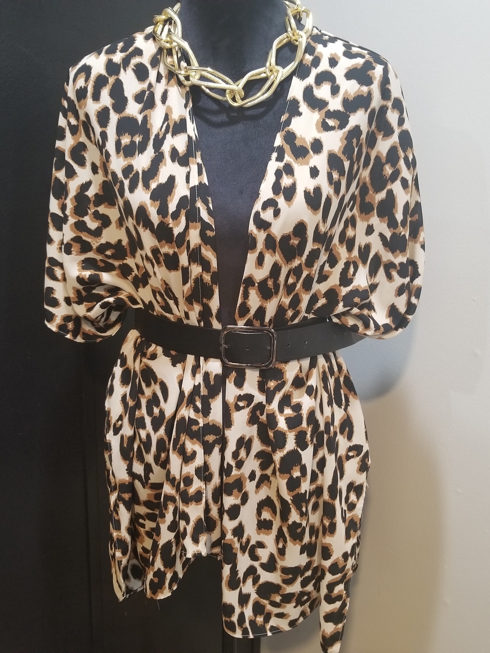 Leopard Print Kimono Sleeved Kimono